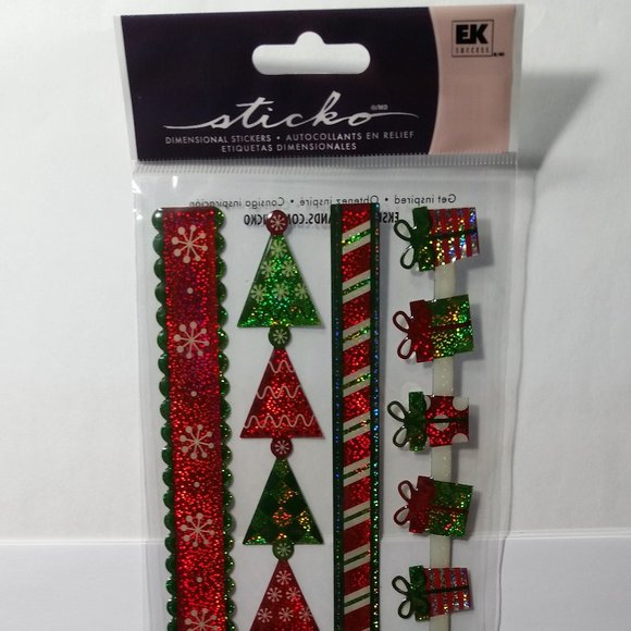 Christmas Sticker Ribbon Tree Gifts Snowflake - Picture 2 of 9